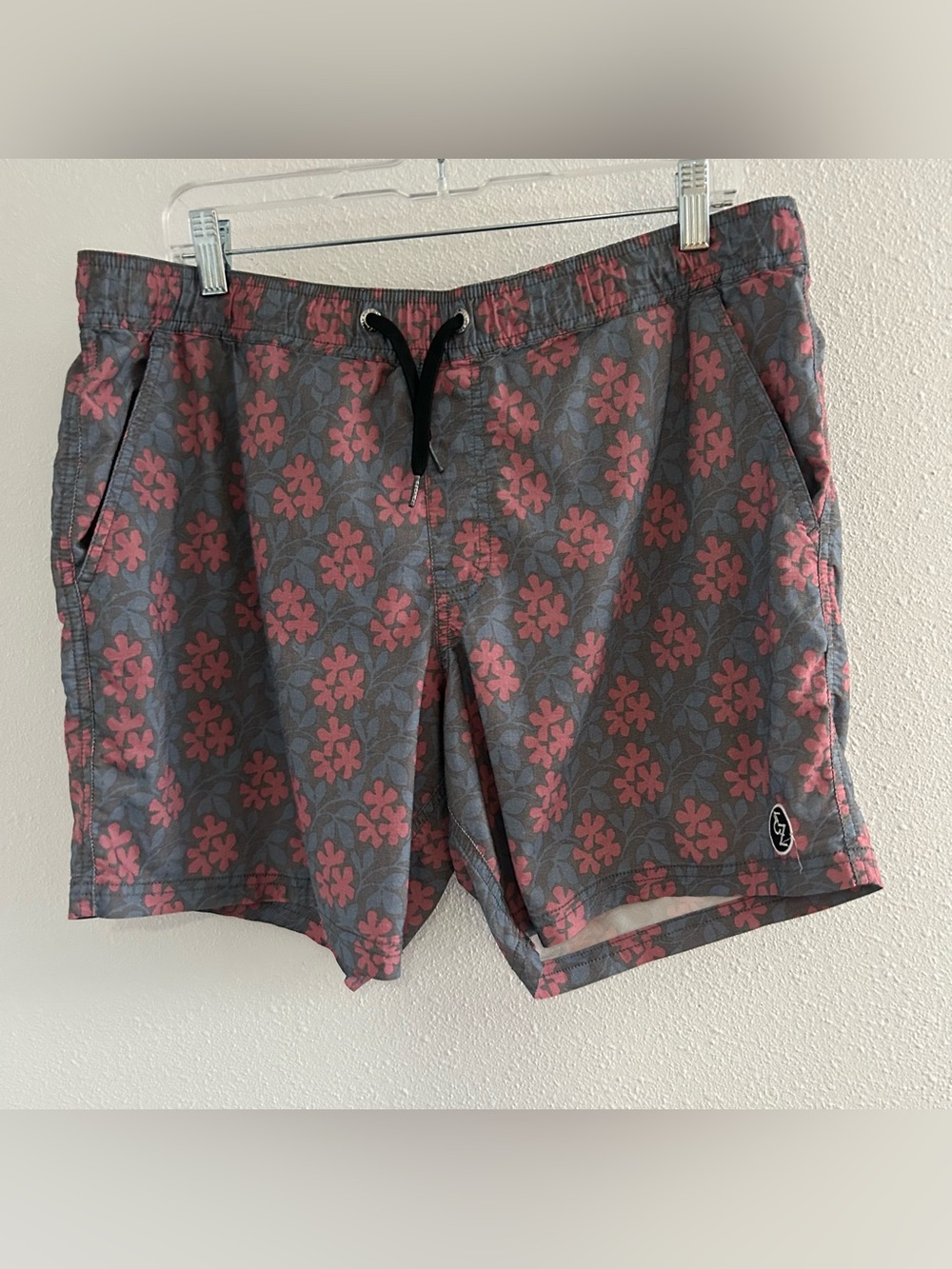Ezekiel Gray & Pink Floral Swim Trunks